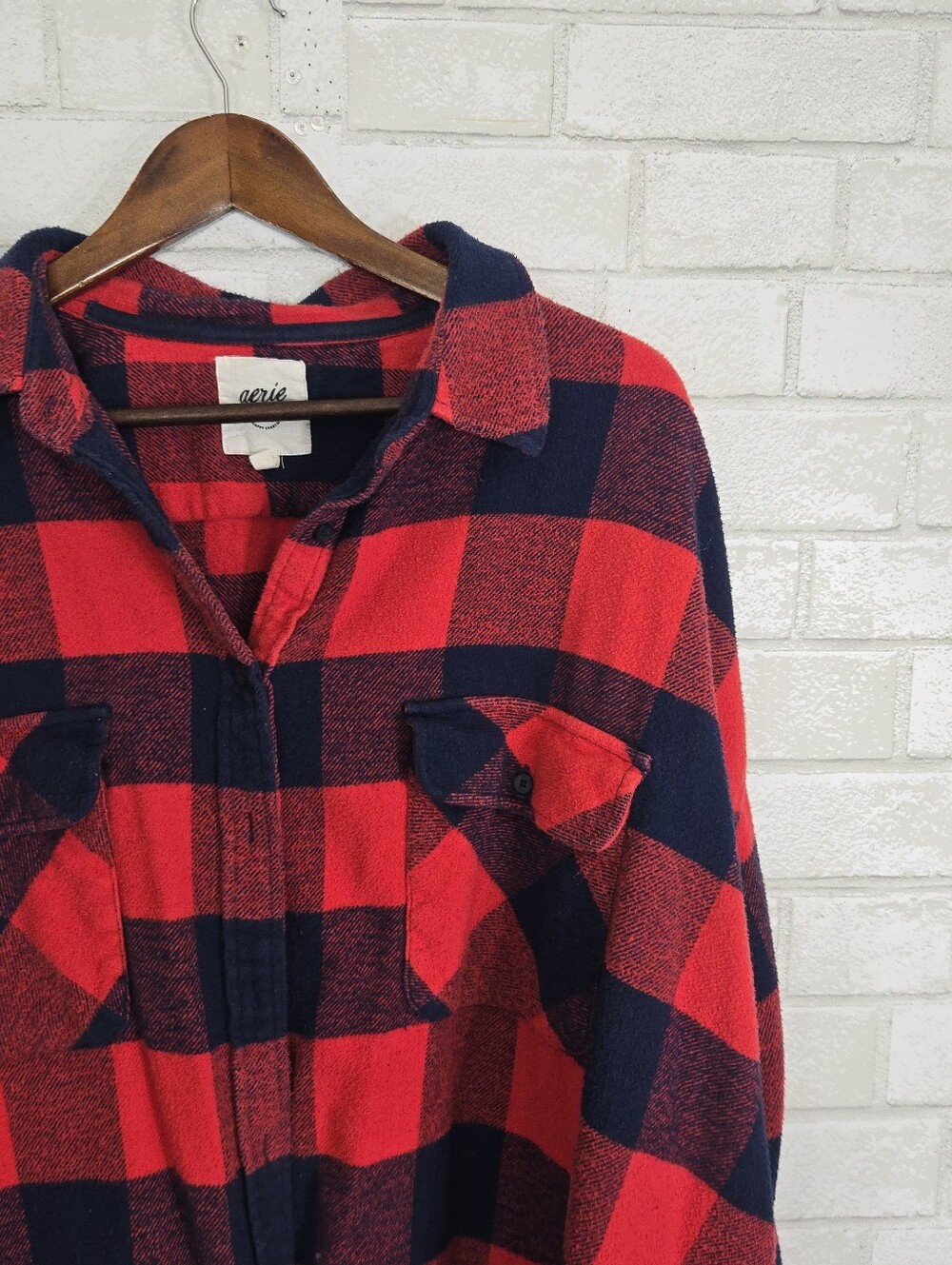 aerie have flannel print Shacket top - Picture 3 of 15